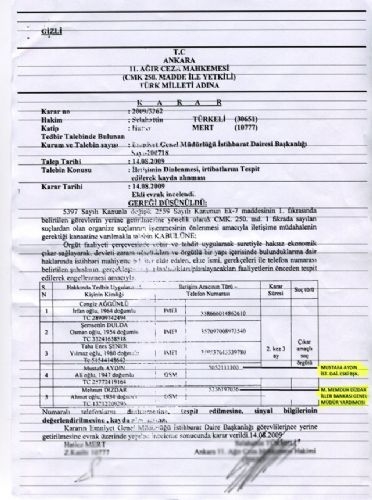 İşte Yasa Dışı Dinleme Belgeleri 1