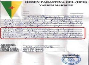 PKK'nın Haraç Belgesi