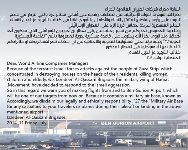 Kassam Tel Aviv'de Havalanını Vurdu