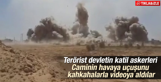 Caminin bombalanmasına sevinen İsrail askerleri