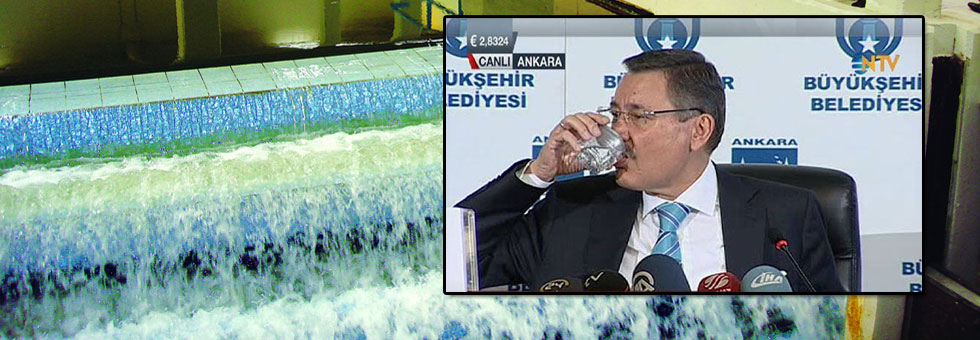 Canlı yayında şebeke suyunu içti