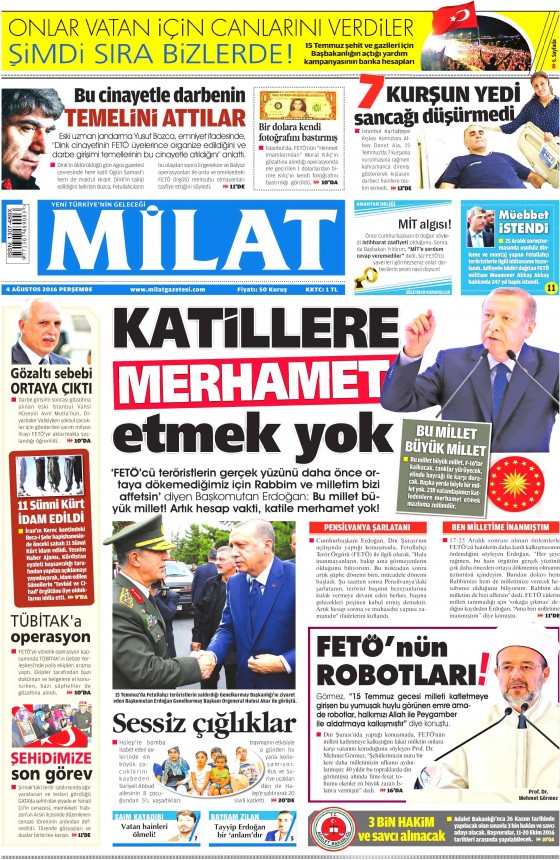 Milat Gazetesi Ak Partiyi Eleştirdi