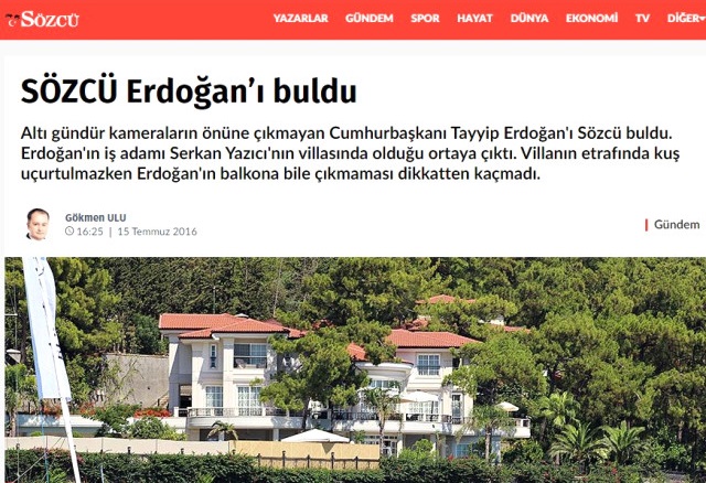 Sözcü Erdoğan'ın Yerini Deşifre Etmek için Anket Yapmış