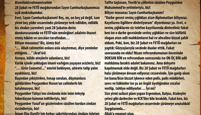 28 Şubat Mağdurlarından Erdoğan'a Zor Soru