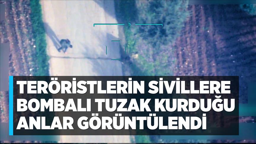 Afrin'de Teröristler Sivillere Tuzak Kurdu  (Video)