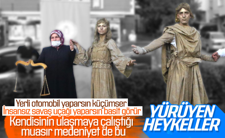 CHP'den Yürüyen Heykel Gösterisi