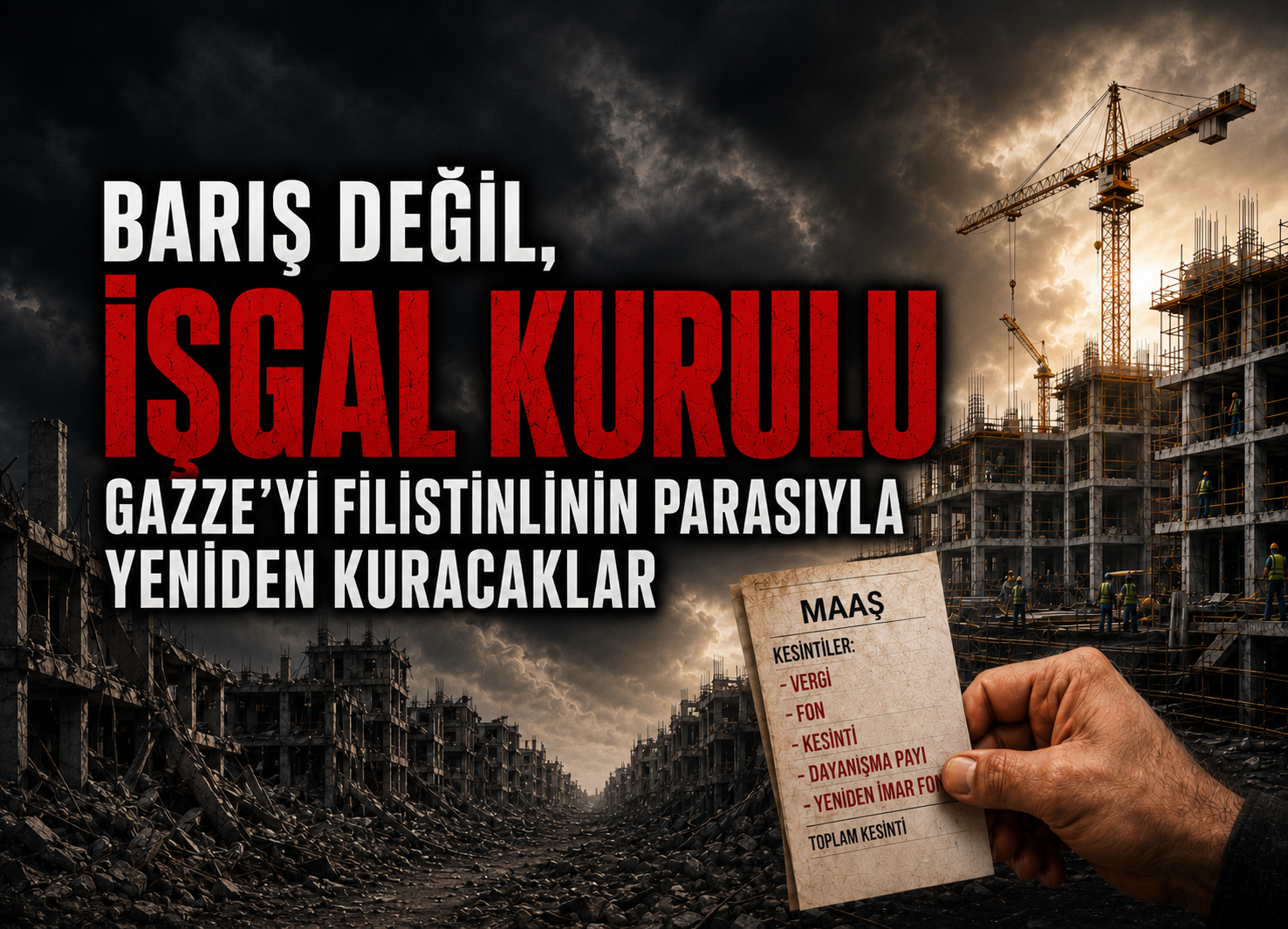 Siyonistlerin yıktığı Gazze'yi, Filistinlinin maaş paralarıyla inşa ettirecekler: Nasıl?