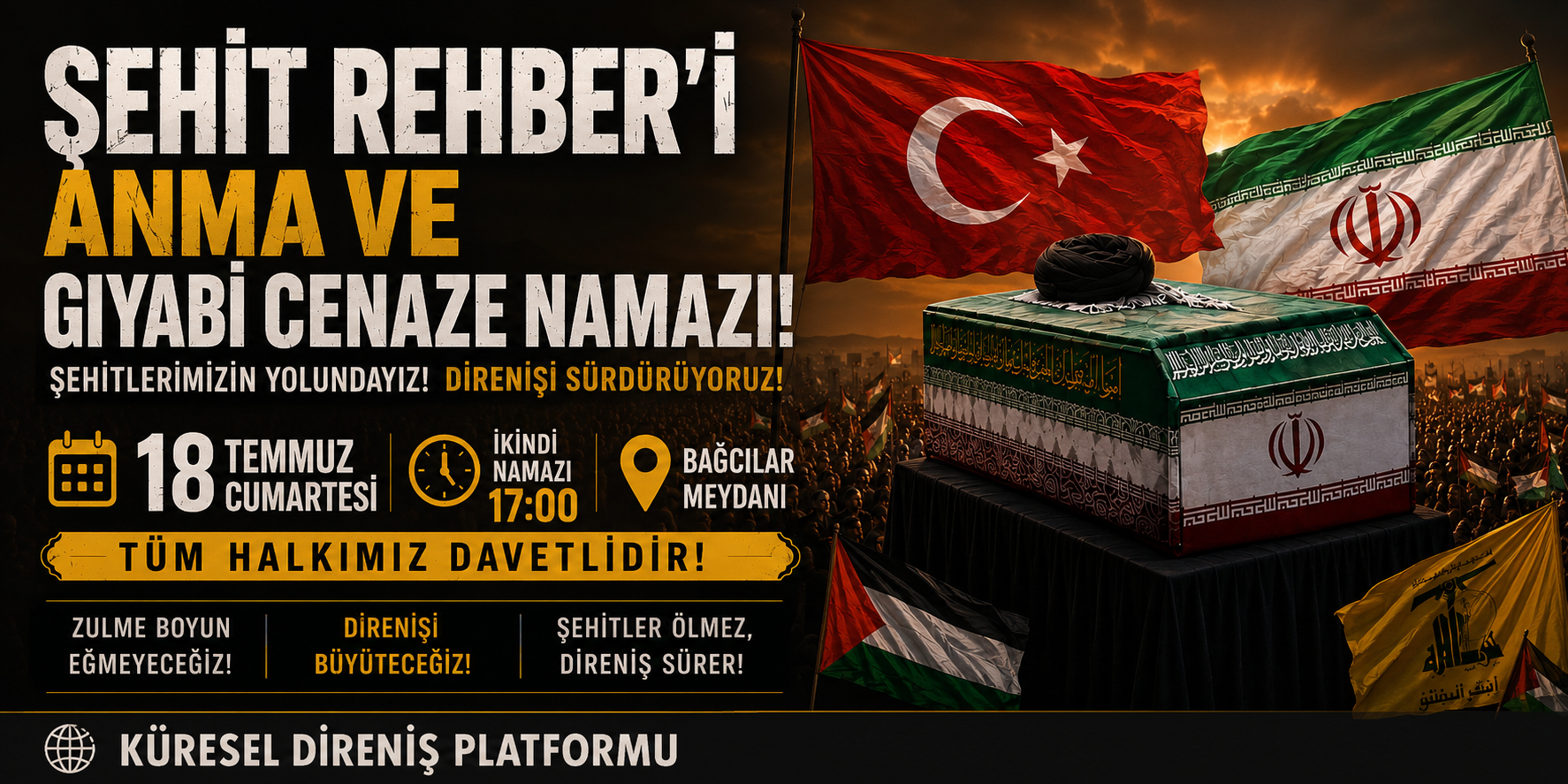ŞEHİT REHBER İÇİN BAĞCILAR’DA GIYABİ CENAZE NAMAZI