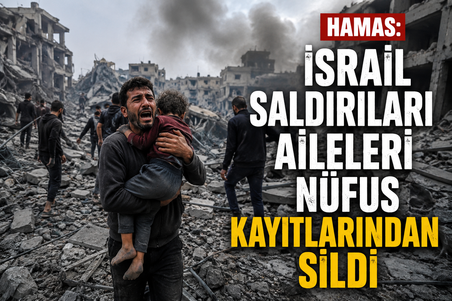 HAMAS: İŞGALCİ İSRAİL’İN SALDIRILARI AİLELERİ NÜFUS KAYITLARINDAN SİLDİ