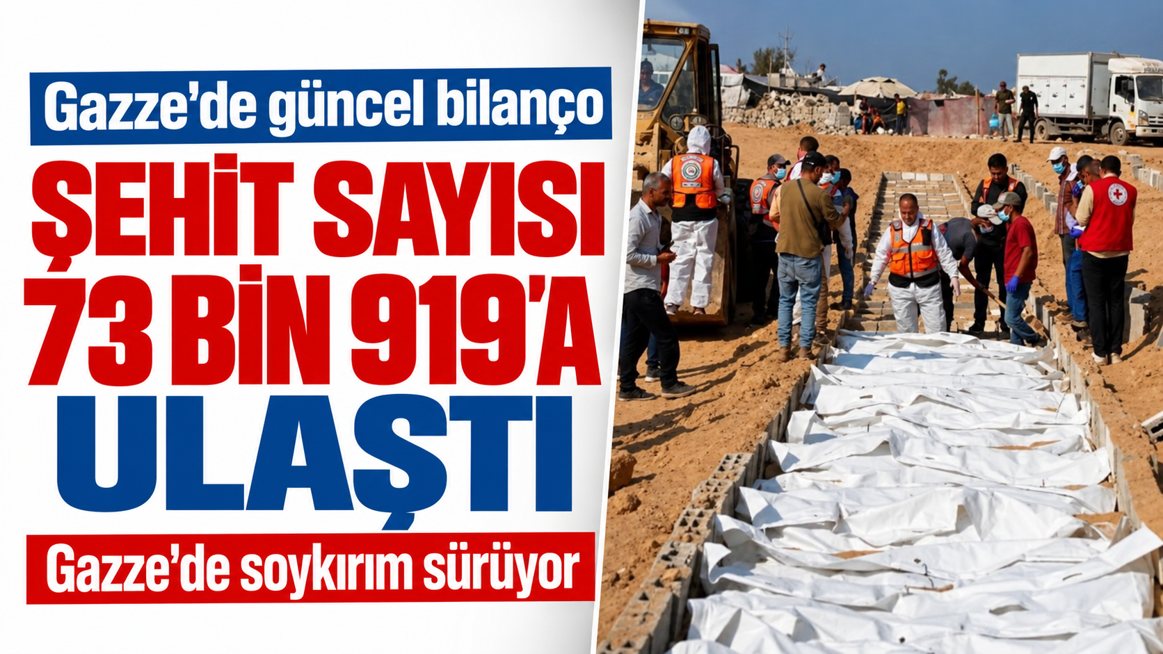 Gazze'de güncel bilanço: Şehit sayısı 73 bin 919’a ulaştı